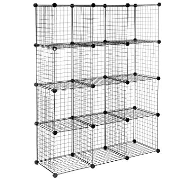 Wire Storage Cubes, MaidMAX Free Standing Modular Shelving Units Closet Organization Systems, 12 Wire Grids, Black