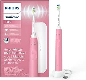 Philips Sonicare 4900 Power Toothbrush, Rechargeable Electric Toothbrush with Pressure Sensor, Deep Pink HX3683/36 AMZ Exclusive