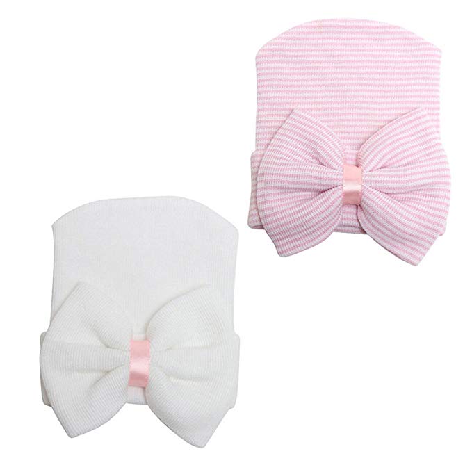 Newborn Baby Hospital Cap with Bowknot Toddler Infant Hat Baby Beanie Caps JB63