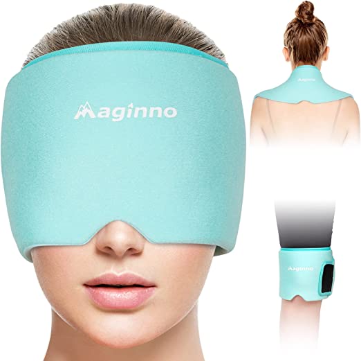 Migraine Headache Ice Hat,Headache Relief Cap,Headache Migraine Relief Cap Stretchable Adjustable Flexible Gel Cold Compressed Natural Therapy Reusable Ice Pack for Head,Eyes,Legs,Neck ( Ice Blue)