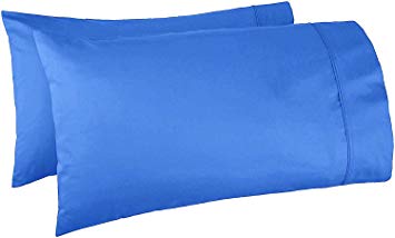 MeiCotton Bedding Standard Pillowcases 2 Pack - 250 Thread Count Luxury Hotel Quality - Silky Soft & Durable Pillowcases Queen Size 20" x 30" - Royal Blue