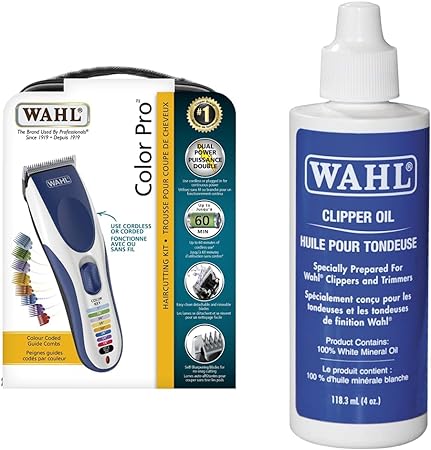 Wahl Canada Colour Pro, Haircutting Kit & Professional Clipper Oil #53315 Lubricates Blades, 118.3 ml (Pack of 1)