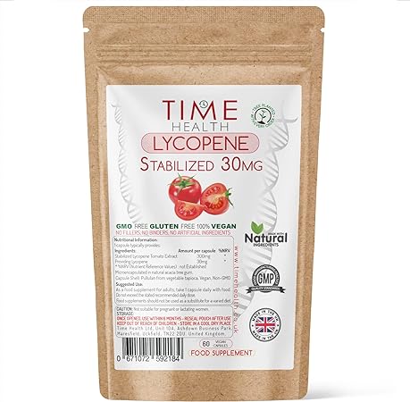 Lycopene – 30mg per Capsule – Stabilized, Microencapsulated Formula – Tomato Extract – Vegan – Zero Additives (60 Capsule Pouch)