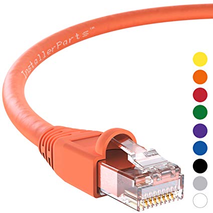 InstallerParts Ethernet Cable CAT6A Cable UTP Booted 10 FT - Orange - Professional Series - 10Gigabit/Sec Network/High Speed Internet Cable, 550MHZ