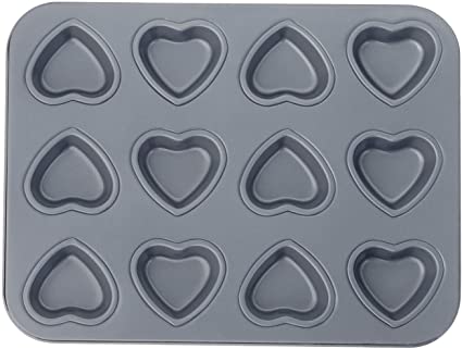 Fox Run 4493 Mini Heart Muffin Pan, 12-Cup, Preferred Non-Stick