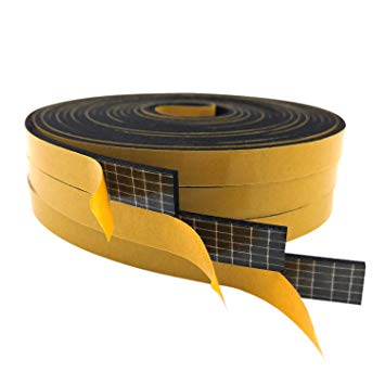 Soundproofing Insulation Closed Cell Shock Absorbing Foam Seal Tape for Air Conditioner Automotive and Marine Uses 1/2" W X 1/8" T X 48' L, Black