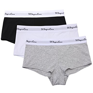 WingsLove Women’s Modern Cotton Seamless Soft Boyshort Panties Underwear Pack of 3