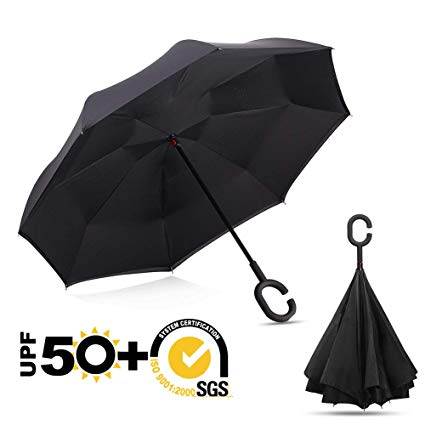 ABCCANOPY Umbrella Compact Rain&Wind Teflon Repellent Umbrellas Sun Protection with Black Glue Anti UV Coating Travel Auto Folding Umbrella, Blocking UV 99.98%