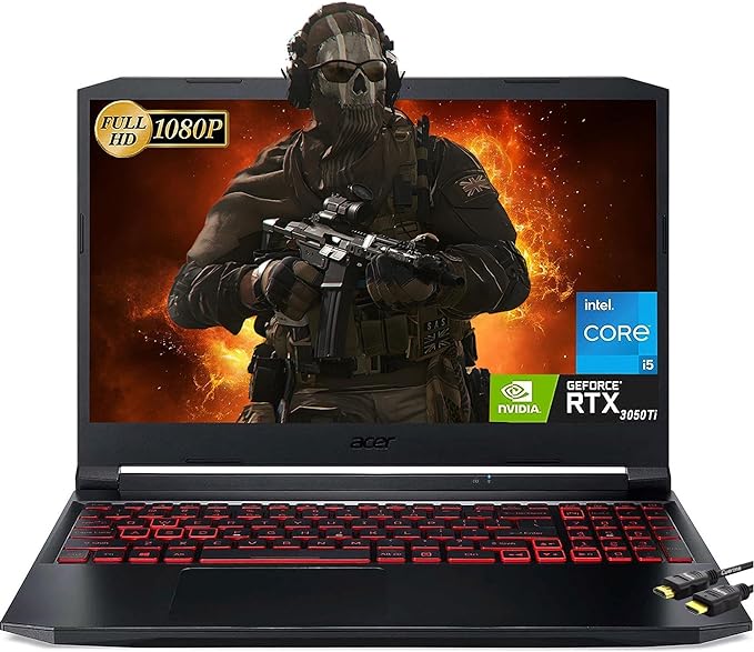 acer Nitro 5 Gaming Laptop,15.6" FHD IPS 144Hz, GeForce RTX 3050 Ti, Intel Core i5-11400H (Beats i7-1165G7, Upto 4.5GHz), WiFi6, Backlit KB, RJ-45, Windows 10 Home (32GB|1TB SSD)