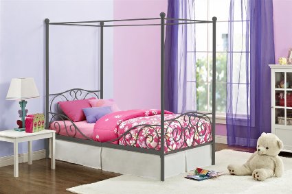 DHP Canopy Metal Bed- Twin, Silver