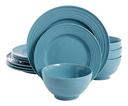 Gibson Home 114331.12RM Plaza Café 12 Piece Round Dinnerware Set, Turquoise