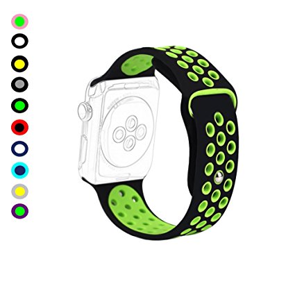 Sunmitech Silicone Band for Apple Watch iWatch 38mm 42mm Series 1&2&3, Replacement Smart Watch Bracelet Strap Accessories, Sport Wristband