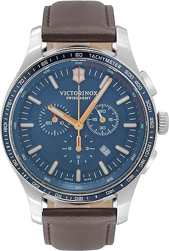 Victorinox Swiss Army Men's Alliance Sport Blue Dial Brown Leather Band Chrono Watch Limited Edition 249152