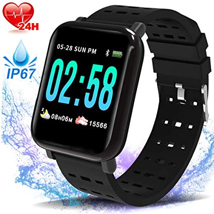 Fitness Smart Watch with Heart Rate Blood Pressure Sleep Monitor IP67 Waterproof Activity GPS Tracker Call/Message Remind Sports Wristband with Magnetic Charger for Men Women iOS/Android Father's Day