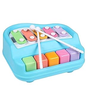 Fun Express Musical Xylophone and Mini Piano, Non Toxic, Non-Battery- Assorted Color (Small Blue)
