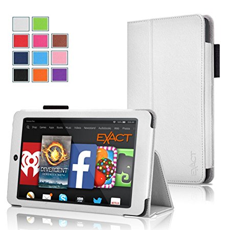 Fire HD 6 Case - Exact Amazon Kindle Fire HD 6 Case [PRO Series] - Premium PU Leather Folio Case for Amazon Kindle Fire HD 6 (2014) White