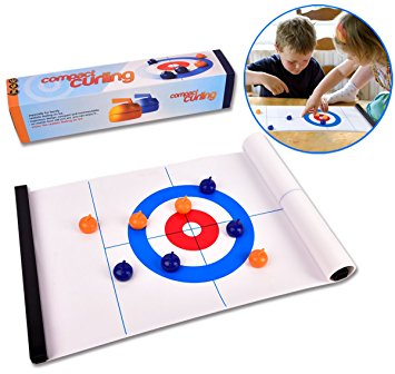 Tabletop Curling Game-Compact Curling Board Game,Mini Table Games for Family, School, Office or Travel Play