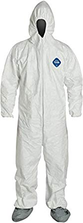 DuPont TY122S Disposable Elastic Wrist, Bootie & Hood White Tyvek Coverall Suit 1414 (Medium)