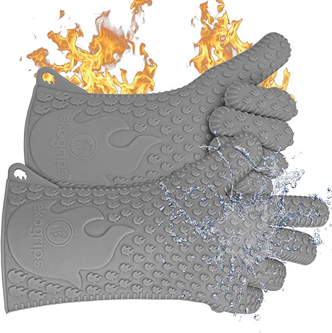 Jolly Green Products Heat-Resistant Cooking Gloves | Leading Brand for Pitmasters | Designed in USA (L/XL, Grey)