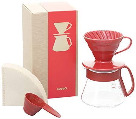 Hario V60 Coffee Dripper and Pot Set (Size 01, Red)