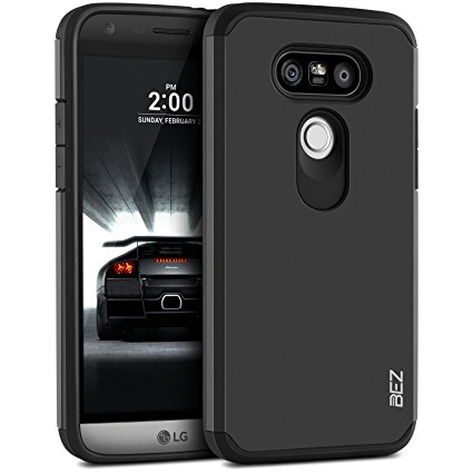 LG G5 Case - BEZ® Shockproof Case Cover, Shock Absorbing Best Heavy Duty Dual Layer Tough Cover for LG G5 and LG G5 SE - Black
