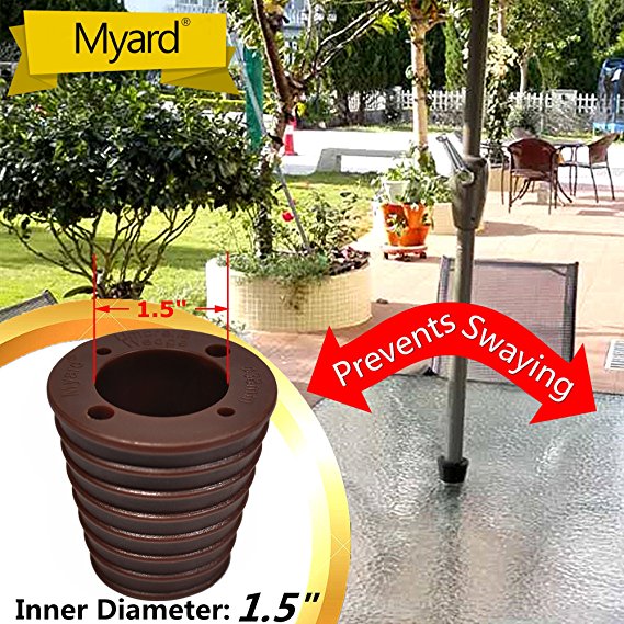 MYARD Umbrella Cone Wedge for Patio Table Hole Opening 1.8 to 2.4 Inch, Umbrella Pole Diameter 1 1/2 (38mm), Dark Brown
