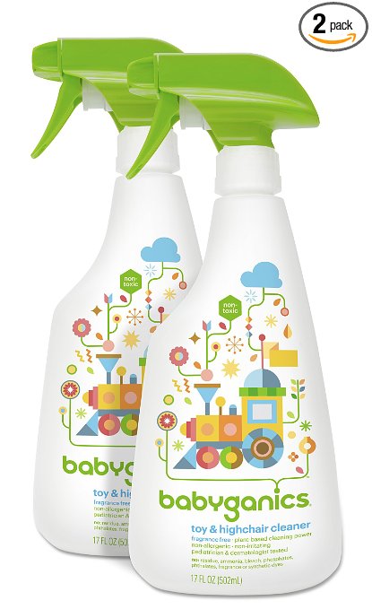 Babyganics Toy & Highchair Cleaner, 17-Fluid Ounce Bottles (Pack of 2), Packaging May Vary