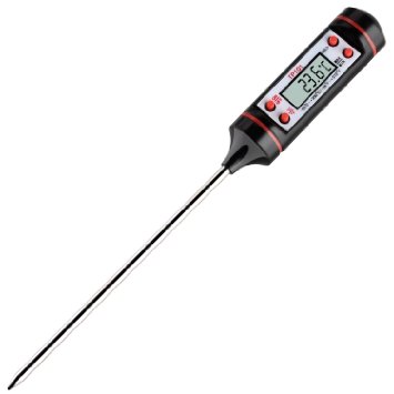 Besiva Digital Cooking Thermometers with Instant Read, Long Probe, LCD Screen, Anti-Corrosion for Food, Meat, Grill, BBQ, Milk and Water(Black)