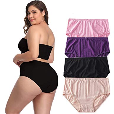 MAOQIN Women's Underwear Plus Size Cotton Soft Brief Undergarments Panties Breathable
