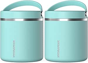 Hydrapeak 25oz Food Thermos 2 Pack - Insulated Soup Thermos Keeps Hot for 10 Hours, Cold for 16 Hours, Leak-Proof Thermos Food Containers for Hot Food - Perfect for Everyone, (Aqua)