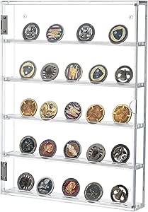 MyGift 11 x 15 Challenge Coin Collector Display Case, Wall Mounted Premium Clear 8mm Thick Acrylic Hanging Shadow Box with Magnetic Closure and Removable Trays