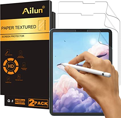 Ailun Paper Textured Screen Protector Compatible for iPad Pro 12.9 Inch Display [2021 & 2020 & 2018 Release] 2Pack Draw and Sketch Like on Paper Textured Anti Glare Less Reflection