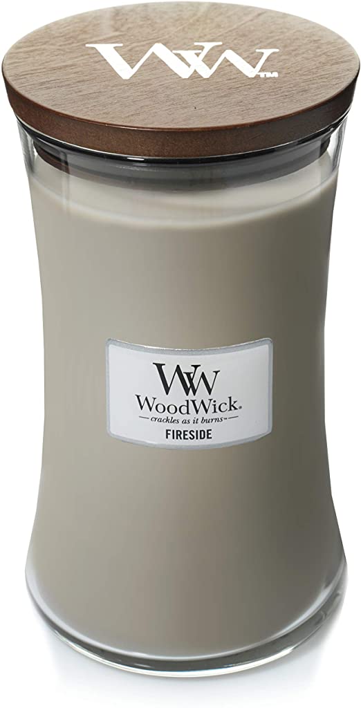 Woodwick Large Hourglass Scented Candle | Fireside | with Crackling Wick | Burn Time: Up to 130 Hours, Fireside