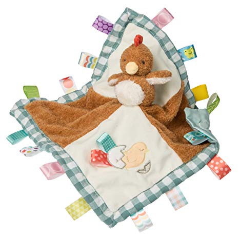 Taggies Barnyard Friends Soothing Sensory Stuffed Animal Security Blanket, Chikki Chicken, 13 x 13-Inches