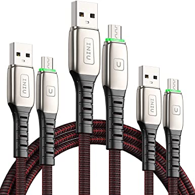 Micro USB Cable Android Charger, INIU 3 Pack (1.6 3.3 6.6ft) 3.1A QC Fast Charging Micro Phone Charger, Nylon Data Cell for Samsung S7 S6 S5, HTC, Kindle, Xbox One, PS4, Tablet, MP4, Speaker, etc.