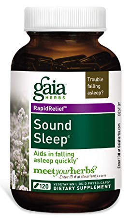 Gaia Herbs, Sound Sleep, Sleep Support, Non Habit Forming Herbal Sleep Aid, Kava Kava Root, Passionflower, Skullcap, California Poppy, Organic, Melatonin Free, Vegan Liquid Capsules, 120 Count
