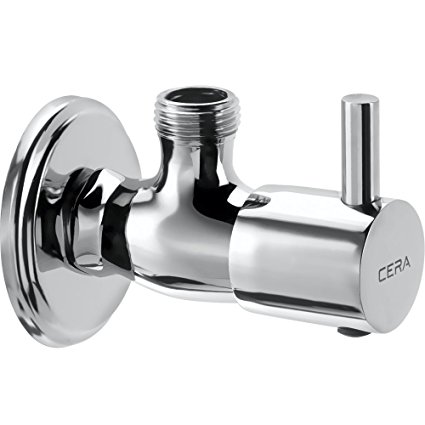 Cera Garnet Quarter Turn Fittings Angle Cock With Wall Flange (Chrome Finish)