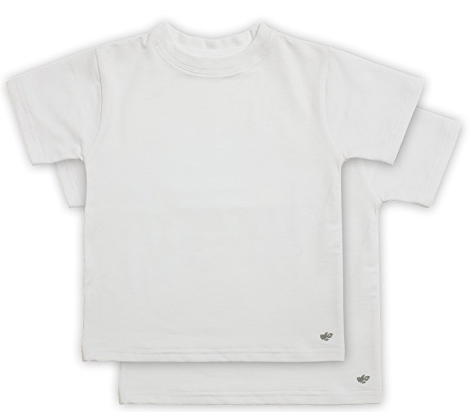 Lucky & Me Boys White T-Shirts, Classic Crew Neck, 2 Pack, Tagless, Comfy Soft Cotton