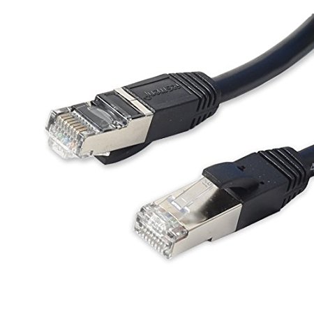 CAT7 Ethernet Cable, Fosmon (Black - 6 Feet) CAT7 Shielded RJ45 Ethernet Network Patch Cable - Ultra Speed 10 Gigabit 600Mhz Patch - Modem, Router, LAN, Printer, MAC, Laptop