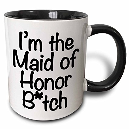 3dRose mug_178115_4 I'm The Maid of Honor Btch, Black Two Tone Black Mug, 11 oz, Black/White