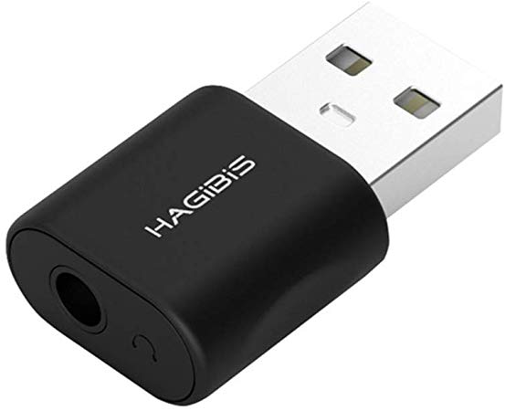 Hagibis USB External Sound Card Converter 2 in 1 USB to 3.5mm Headphone and Microphone Jack Audio Adapter Mic Sound Card for Windows, Mac, Linux, PC, Laptops, Desktops, PS4 (Black)