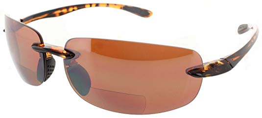 Fiore Island Sol Bifocal Reading Sunglasses Rimless TR90 Readers for Men and Women