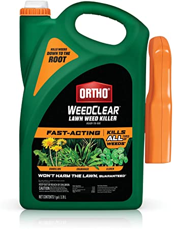 Ortho WeedClear Lawn Weed Killer Ready to Use - Weed Killer for Lawns, Crabgrass Killer, Also Kills Chickweed, Dandelion, Clover & More, Fast Acting Weed Killer Spray, Kills to the Root, 1 gal.