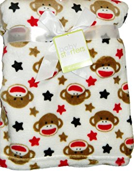 Baby Starters Sock Monkey & Stars 30" x 40" Fleece Blanket
