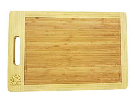 Organic Bamboo Cutting Board -Wooden Chopping Board - Antimicrobial Wood Food Prep Table - FDA Approved Food Grade - Great for Meat, Poultry, Vegetables, Cheese & More 18" x 12" x 0.75", Natural