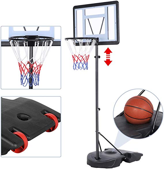 Yaheetech Youth & Adult Sports Basketball Stand Indoor Movable Basketball Hoop Adjustable Height Portable Basketball System Outdoor Parent-Child Basketball Frame