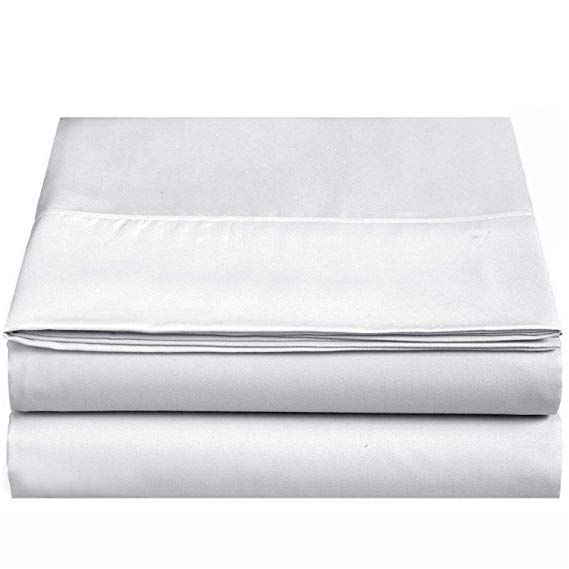 CC&DD HOME FASHION 400TC 100% Long-Staple Cotton Fitted/Bottom Sheet Queen, White