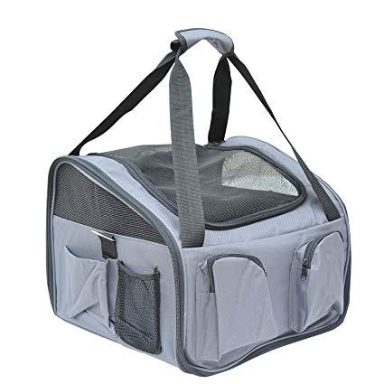 PawHut 3in1 Pet Car Booster Seat Dog Carrier Travel Bag Gray