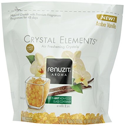 Renuzit Crystal Elements Air Freshening Crystals, Amber Vanilla. 18 oz.