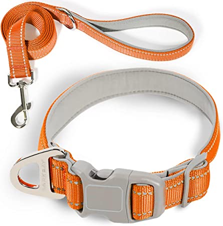 Dog Collar for Medium Small Large Dogs Reflective with Leash,Collar and Leash for Dogs,Soft Neoprene Padded 2 Pack